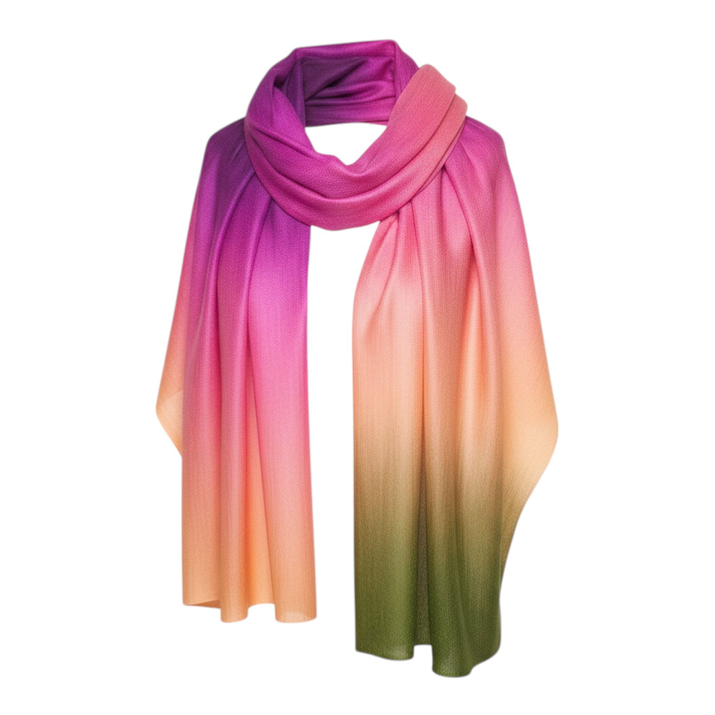 Purple Green Ombre Dye In A Cashmere Scarf
